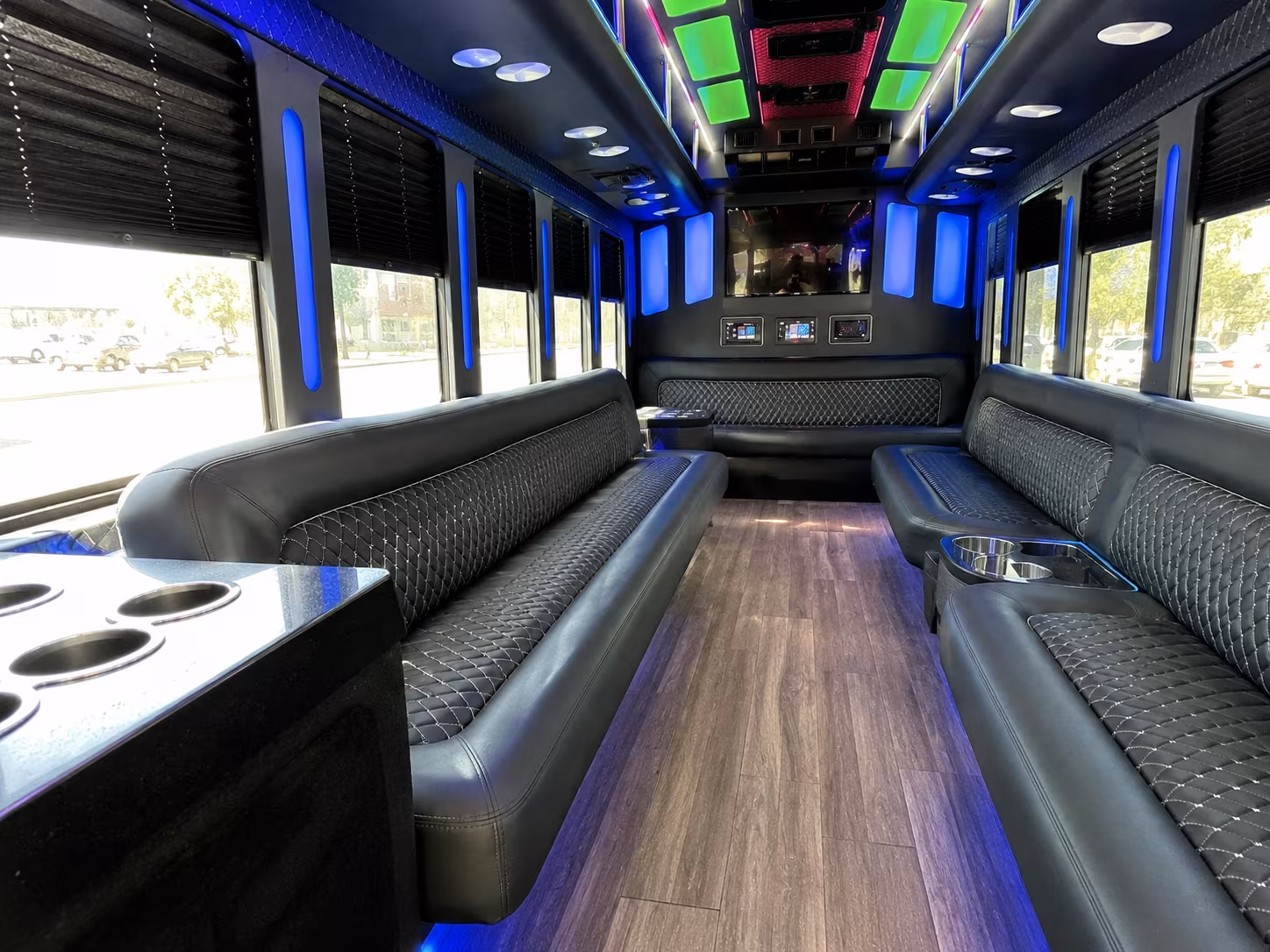 yuma 15 passenger party bus inside