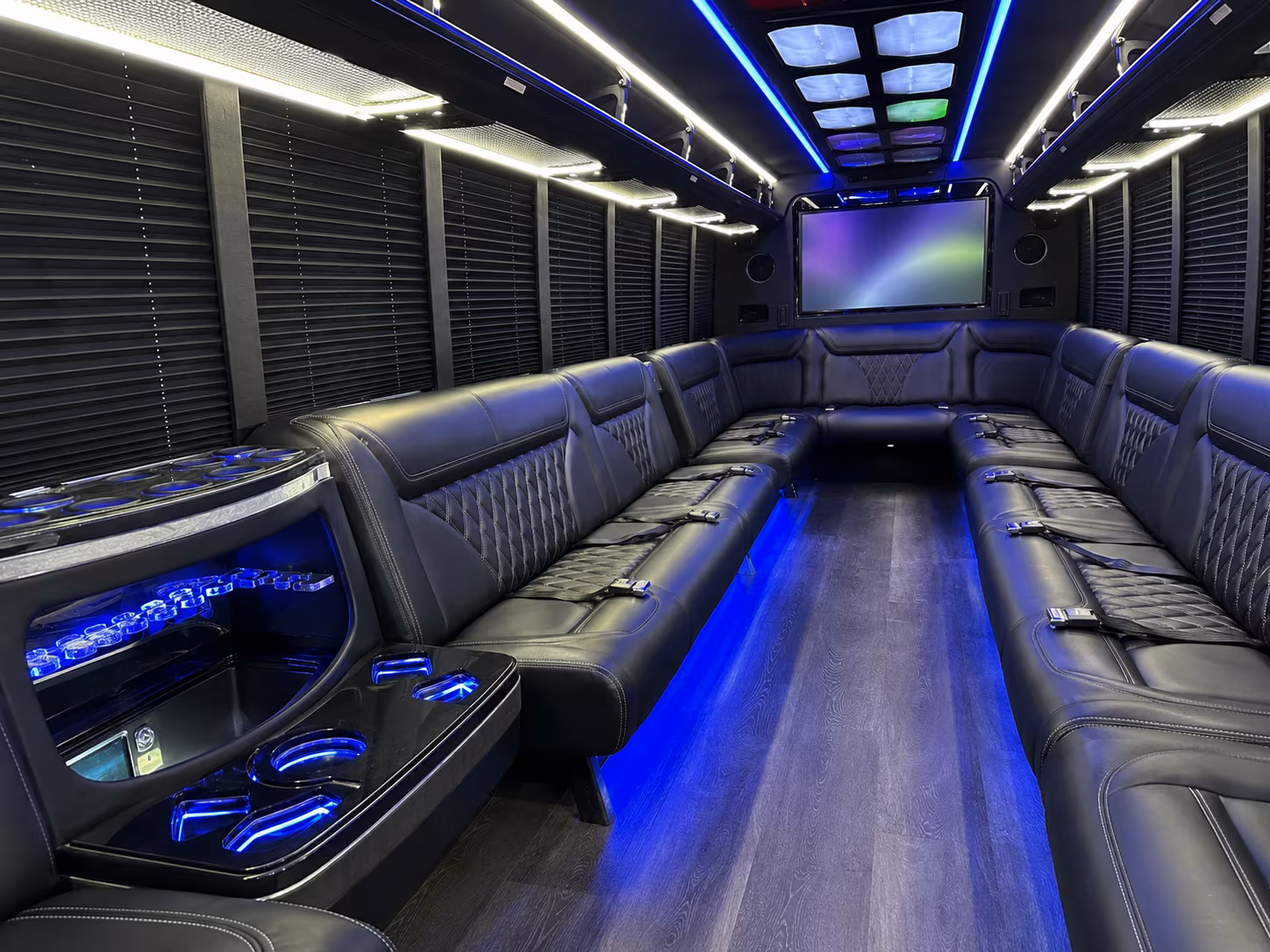 yuma 20 passenger party bus inside