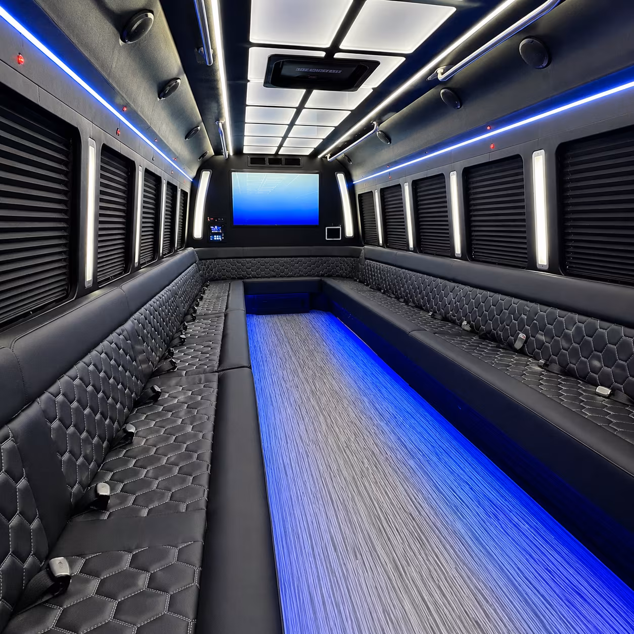 yuma 50 passenger party bus inside